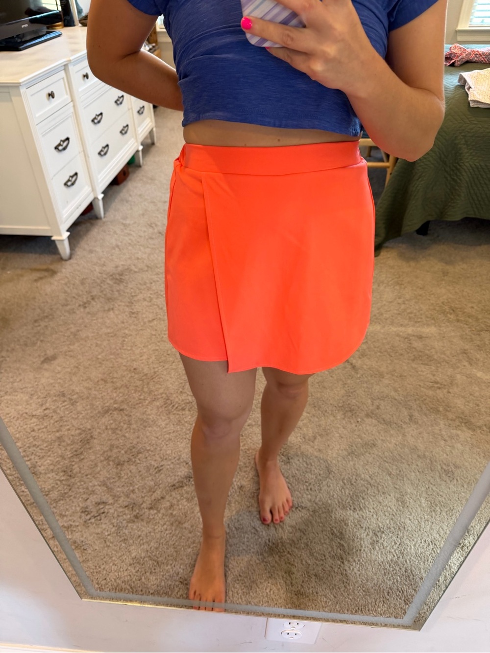 Women's Neon Orange Wrap Skirt